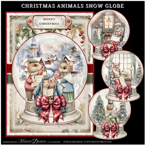 Christmas Animals Snow Globe Mini Page Kit