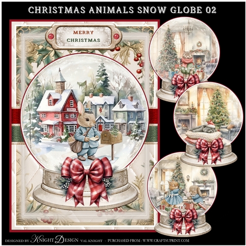 Christmas Animals Snow Globe 02 Mini Page Kit