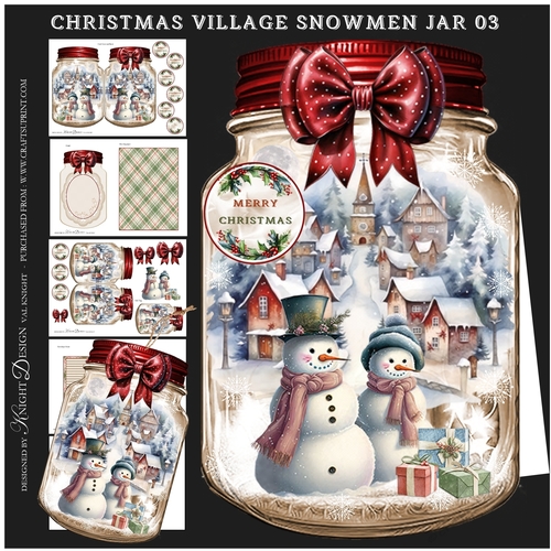Christmas Village Snowmen Jar 03 Mini Page Kit