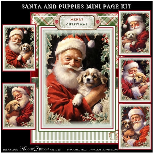 Santa And Puppies Mini Page Kit