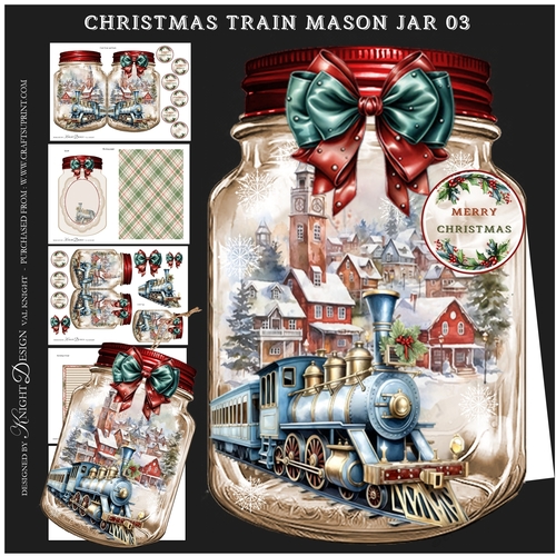 Christmas Train Mason Jar 03 Mini Page Kit