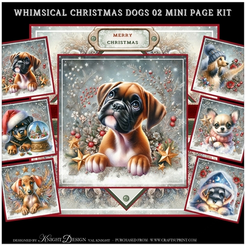 Whimsical Christmas Dogs 02 Mini Page Kit 