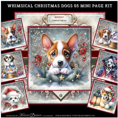 Whimsical Christmas Dogs 03 Mini Page Kit 