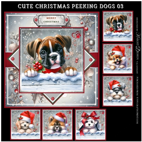 Cute Christmas Peeking Dogs 03 Mini Page Kit