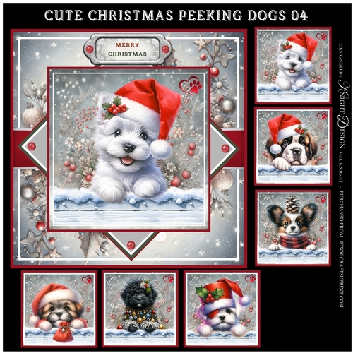Cute Christmas Peeking Dogs 04 Mini Page Kit