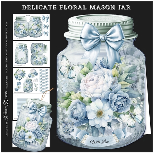 Delicate Floral Mason Jar Shaped Mini Page Kit 