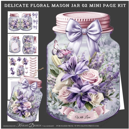Delicate Floral Mason Jar 02 Shaped Mini Page Kit 