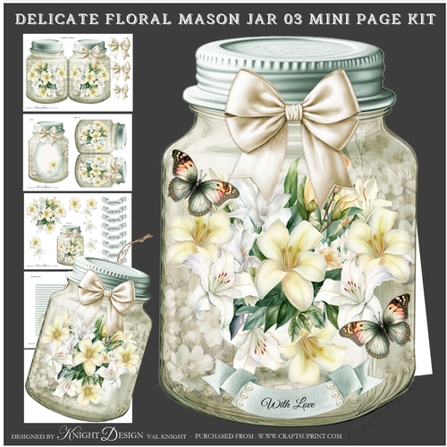 Delicate Floral Mason Jar 03 Shaped Mini Page Kit 