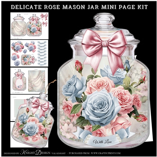 Delicate Rose Mason Jar Shaped Mini Page Kit