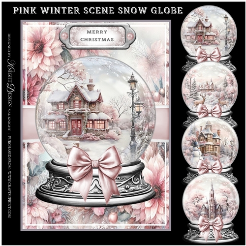 Pink Winter Scene Snow Globe Mini Page Kit