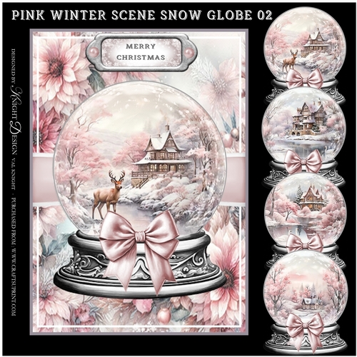 Pink Winter Scene Snow Globe 02 Mini Page Kit