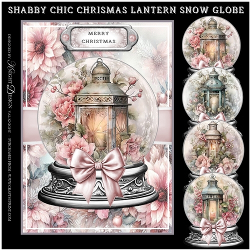 Shabby Chic Christmas Lantern Snow Globe Mini Page Kit