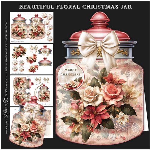 Beautiful Floral Christmas Jar Shaped Mini Page Kit