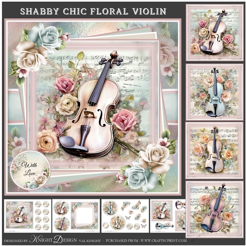 Shabby Chic Floral Violin Mini Page Kit