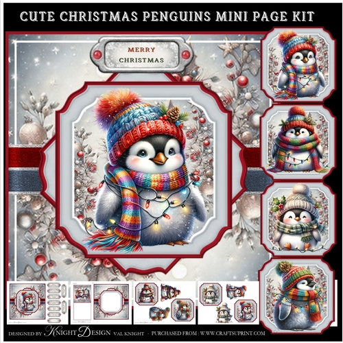 Cute Christmas Penguins Mini Page Kit