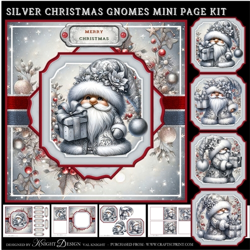 Silver Christmas Gnomes Mini Page Kit