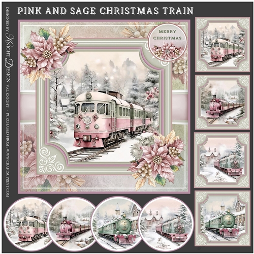 Pink And Sage Christmas Train Mini Page Kit