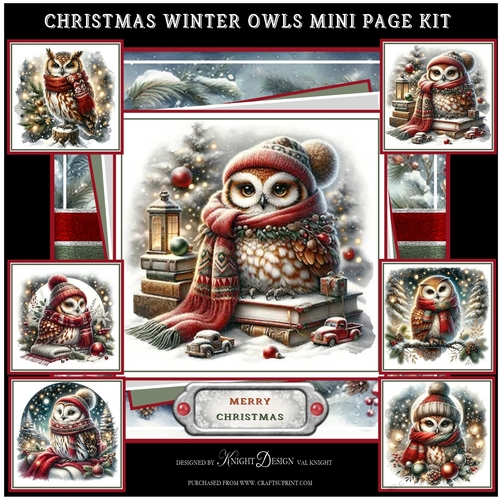 Christmas Winter Owls Mini Page Kit