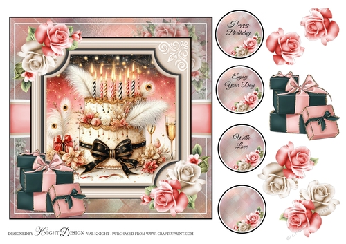 Beautiful Birthday Cake 2 Card Front With Decoupage