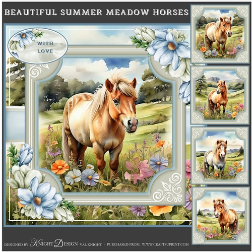 Beautiful Summer Meadow Horses Mini Page Kit