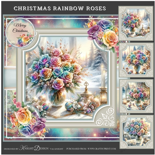 Christmas Rainbow Roses Mini Page Kit