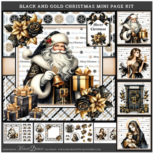 Black And Gold Christmas Mini Page Kit