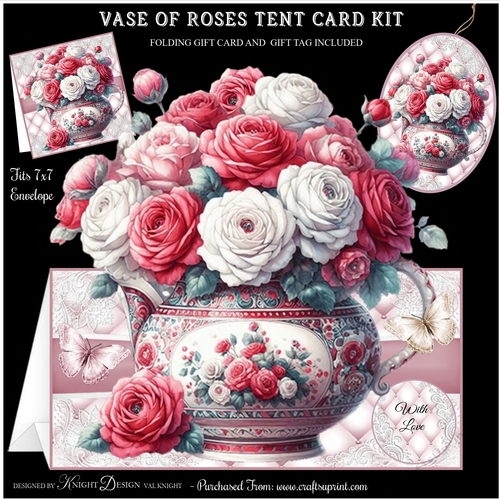 Vase Of Roses Tent Card Kit