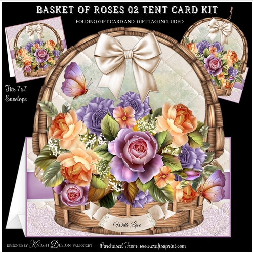 Basket Of Roses 02 Tent Card Kit