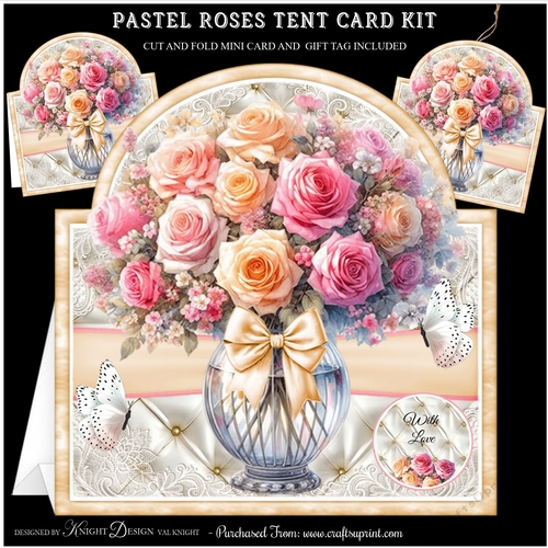 Pastel Roses Tent Card Kit