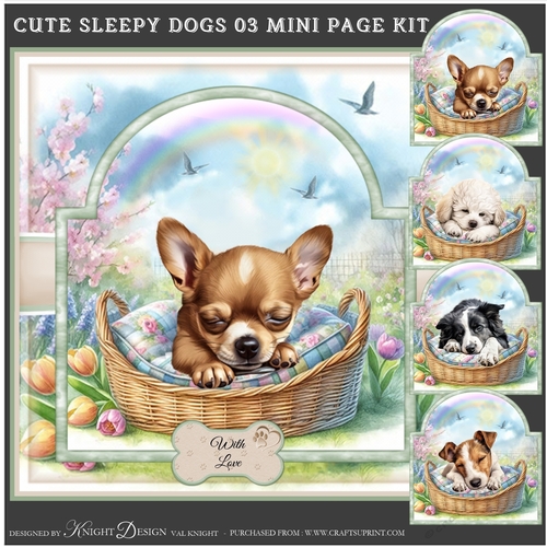 Cute Sleepy Dogs 03 Mini Page Kit 
