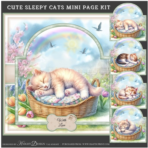 Cute Sleepy Cats Mini Page Kit 