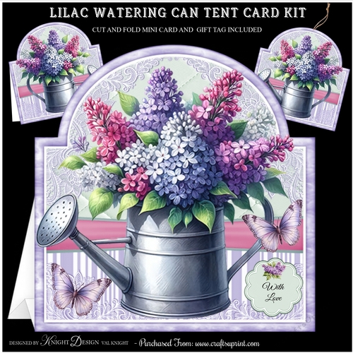 Lilac Watering Can Tent Card Kit