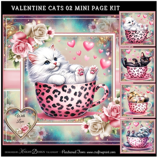 Valentine Cats 02 Mini Page Kit 