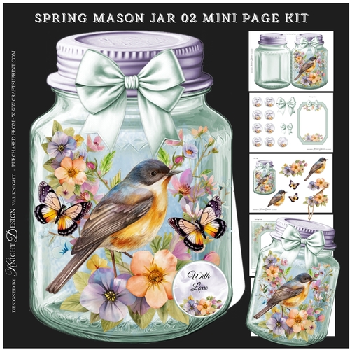 Spring Mason Jar 02 Shaped Mini Page Kit