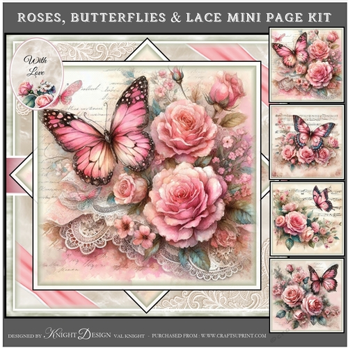 Roses, Butterflies & Lace Mini Page Kit