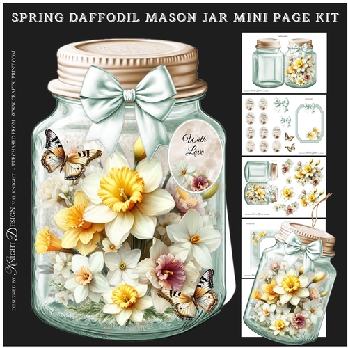 Spring Daffodils Mason Jar Shaped Mini Page Kit