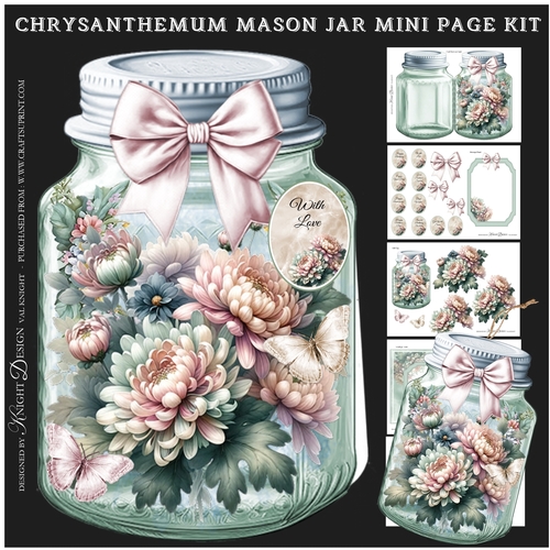 Chrysanthemum Mason Jar Shaped Mini Page Kit