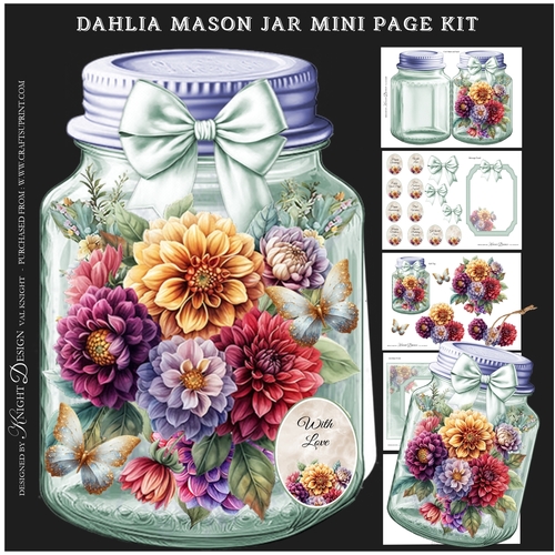 Dahlia Mason Jar Shaped Mini Page Kit