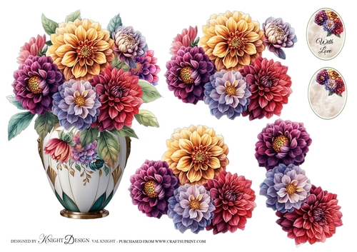 Beautiful Vase Of Dahlias Topper