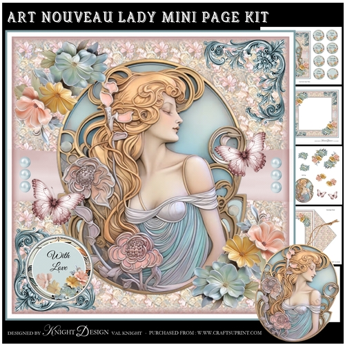 Art Nouveau Lady Mini Page Kit