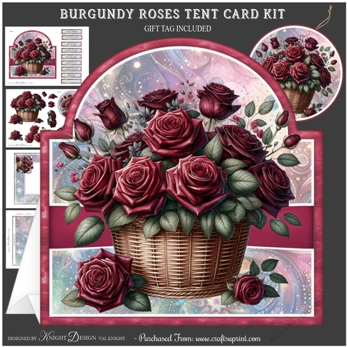 Burgundy Roses Tent Card Kit