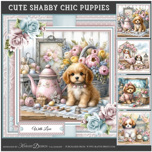 Cute Shabby Chic Puppies Mini Page Kit
