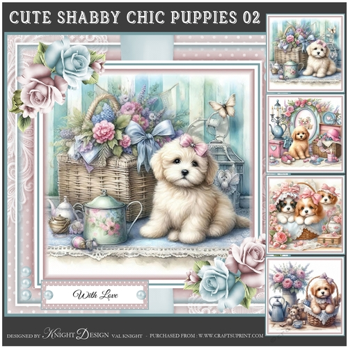 Cute Shabby Chic Puppies 02 Mini Page Kit