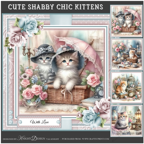 Cute Shabby Chic Kittens Mini Page Kit