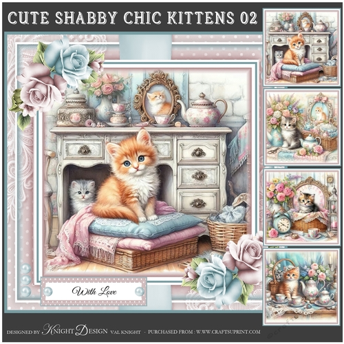 Cute Shabby Chic Kittens 02 Mini Page Kit