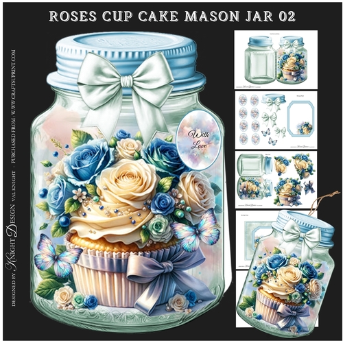 Roses Cup Cake Mason Jar 02 Shaped Mini Page Kit