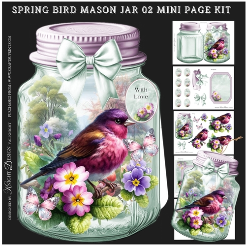 Spring Bird Mason Jar 02 Shaped Mini Page Kit
