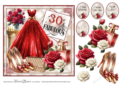 30 And Fabulous Card Front With Decoupage