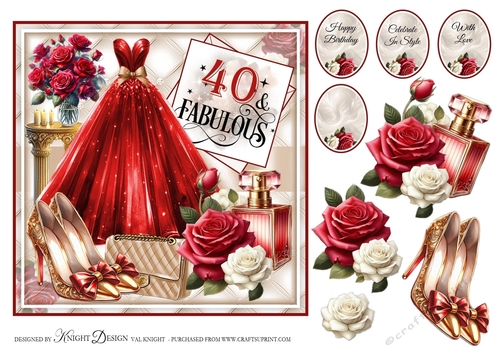 40 And Fabulous Card Front With Decoupage