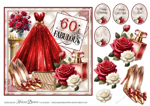 60 And Fabulous Card Front With Decoupage
